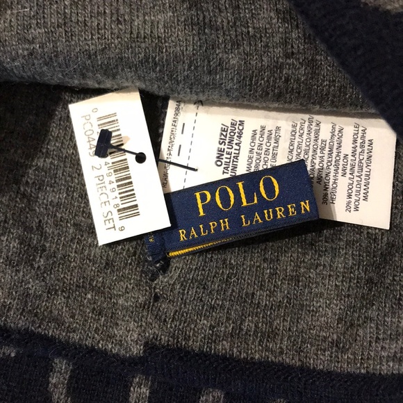 POLO RALPH LAUREN 2Pc Hat & Scarf ( Navy Blue ) - Picture 4 of 4